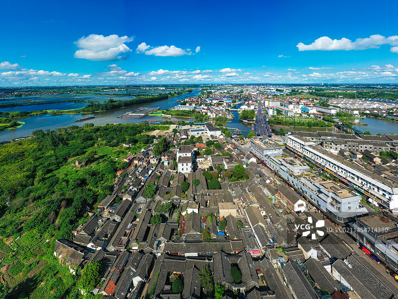 溱湖古镇与古盐运河交汇图片素材