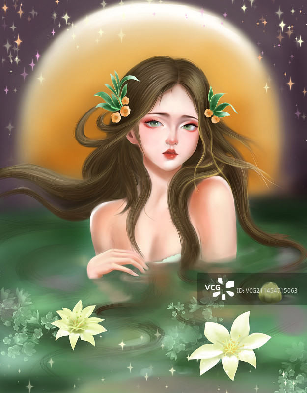 背景海的女儿图片素材