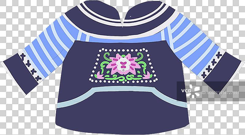 扁平插画56个民族布依族女上衣刺绣图片素材