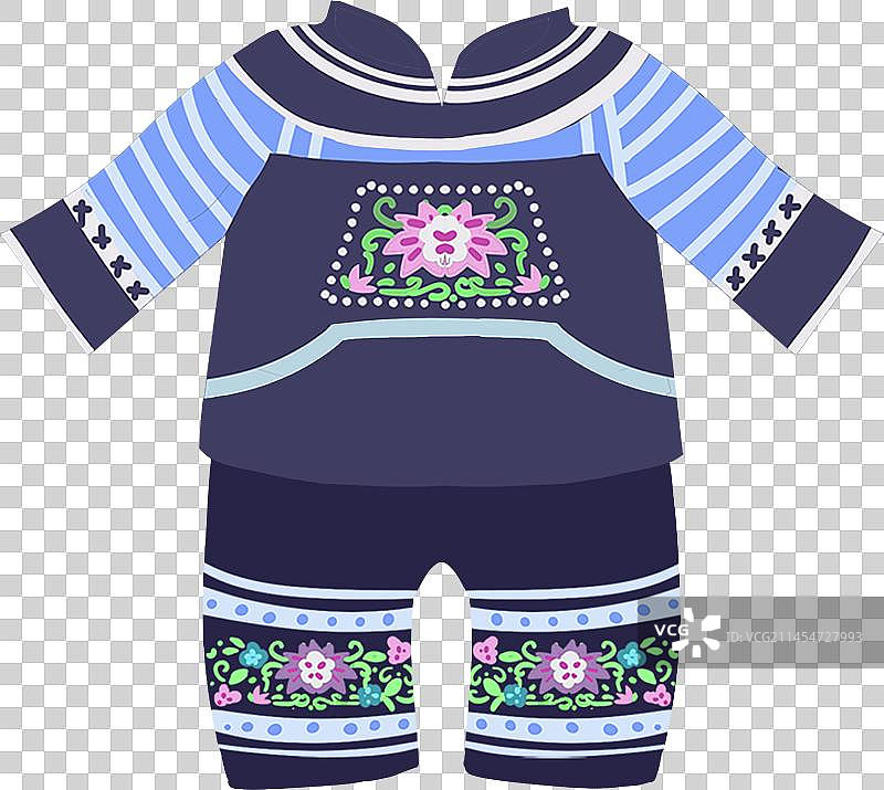 扁平插画56个民族布依族女上衣裤装图片素材