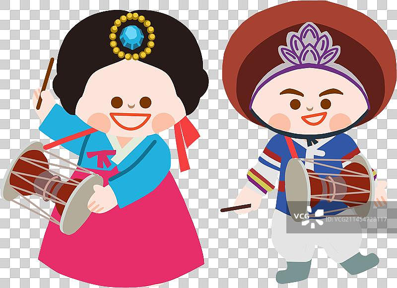 扁平插画56个民族朝鲜族图片素材