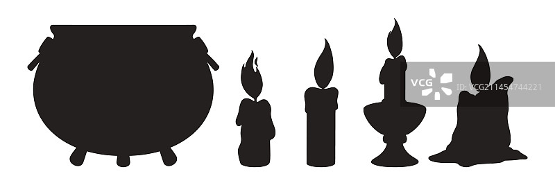 蜡烛和大锅贴纸套装图片素材