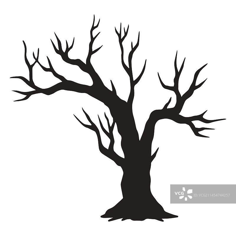 枯树轮廓标志单色图片素材