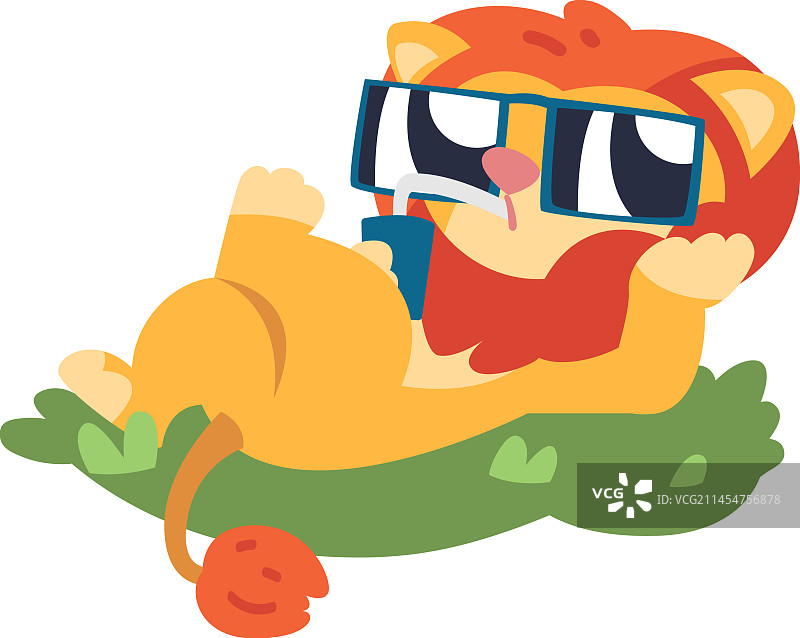 戴着太阳镜的可爱鬃毛狮子图片素材