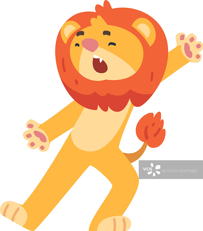 打呵欠的可爱卡通狮子形象图片素材