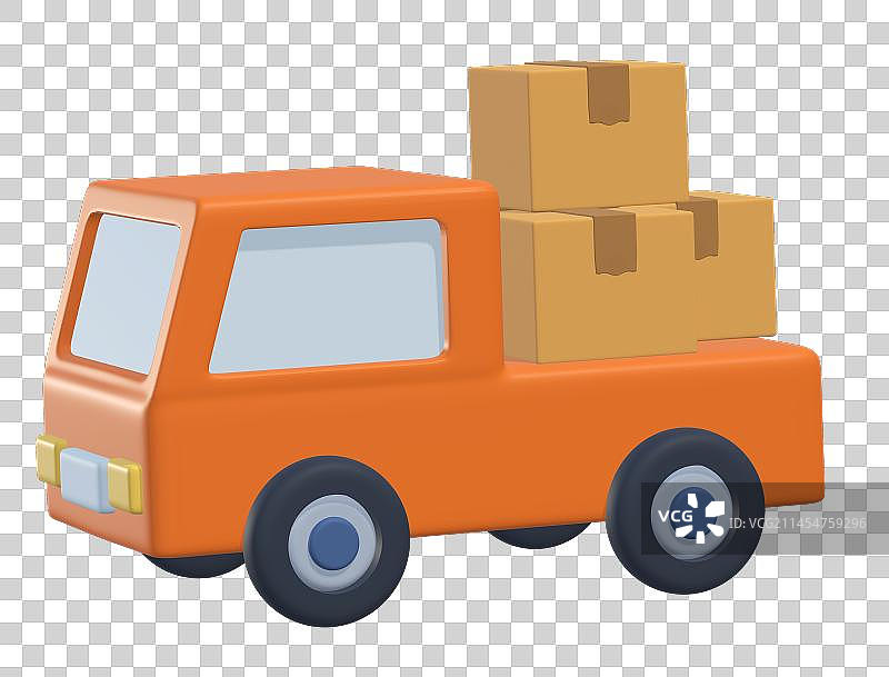 装着货物的货车3D插画图片素材