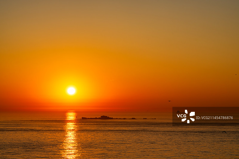 烟台长岛九丈崖风景区日落图片素材