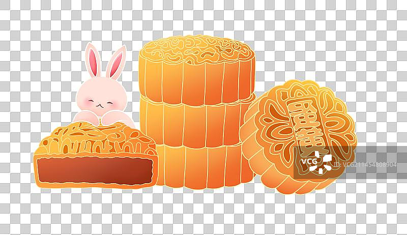 国潮风中秋节月饼插画元素图片素材