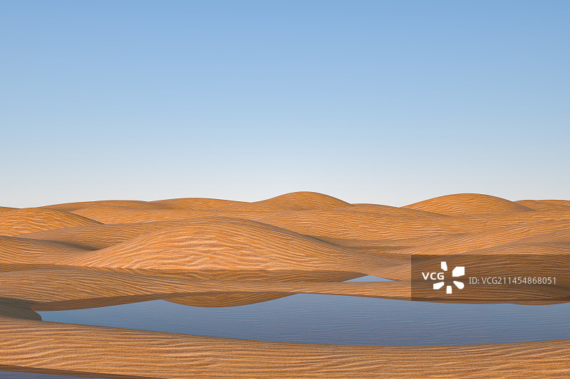 3D渲染抽象沙漠背景 几何图形 会画插画图片素材