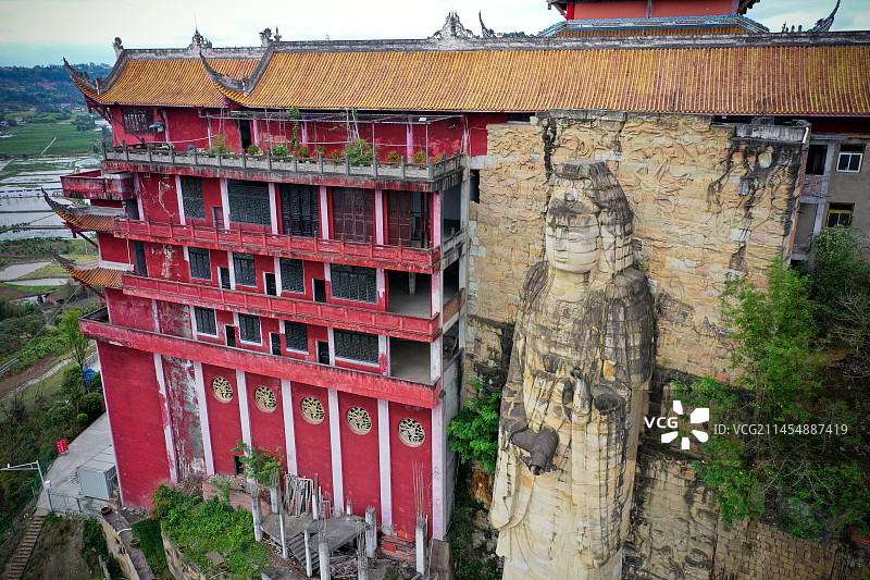 四川自贡容县真武山醒悟寺观音巨像历史文化建筑风光图片素材