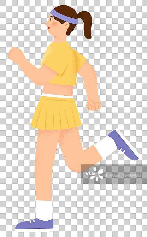 跑步的女生手绘插画图片素材