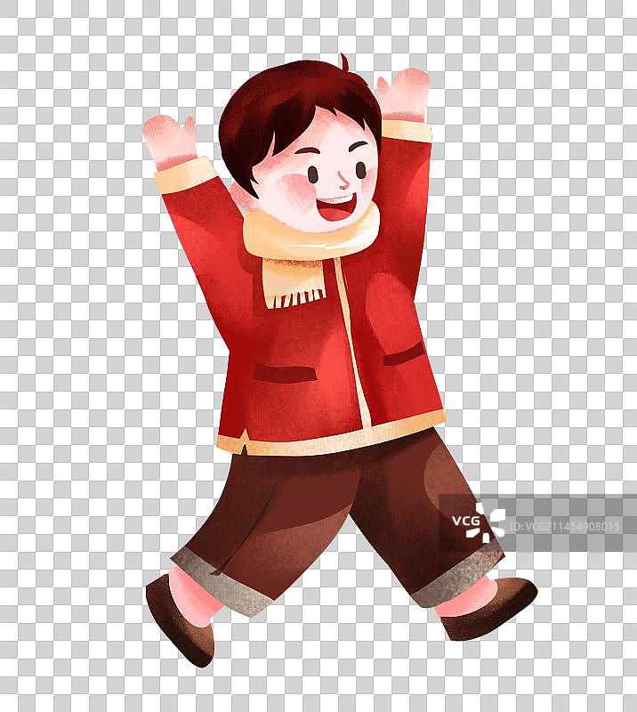 举起手很高兴的小男孩图片素材