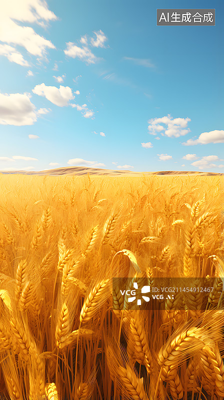 【AI数字艺术】小麦丰收插画图片素材