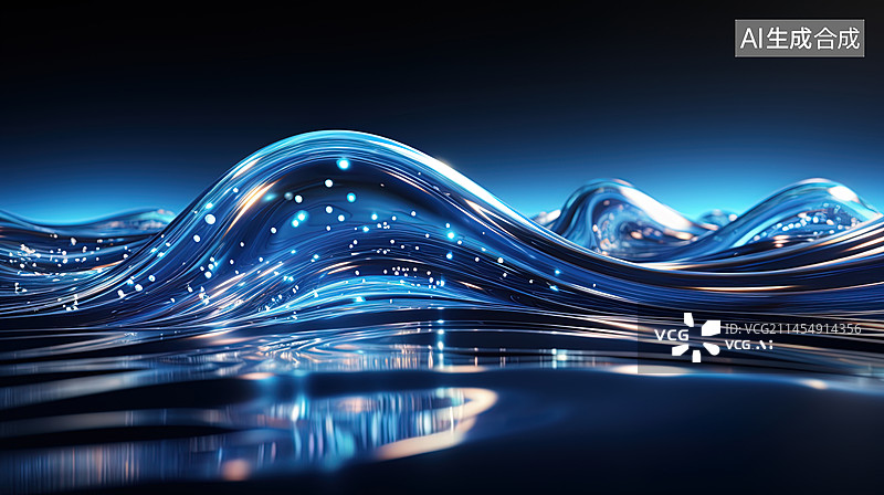 【AI数字艺术】晶莹剔透的波浪流线型抽象背景图图片素材