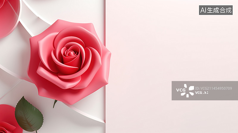 【AI数字艺术】情人节快乐。浪漫设计，花朵玫瑰米黄色和金色花蕾与白色框架，手写书法文字刻字。背景边框玫瑰3d。贺卡，图片素材