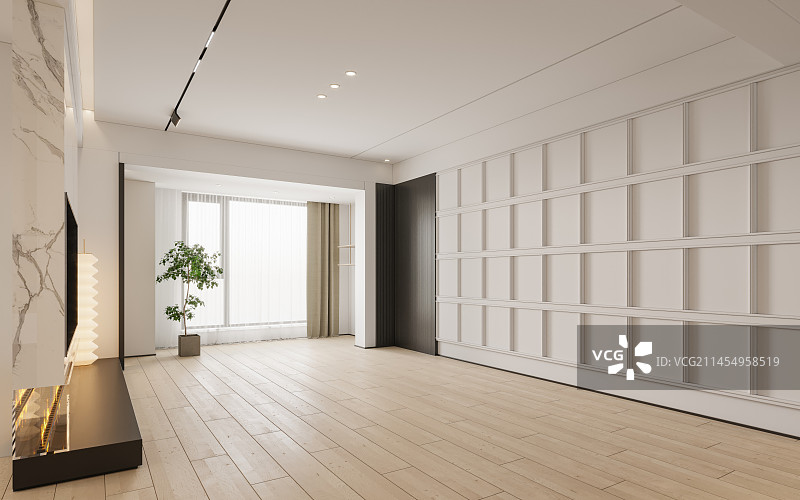 现代风格住宅客餐厅空场景背景墙图片素材