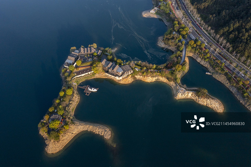 航拍浙江省杭州市淳安县千岛湖景区户外风光图片素材