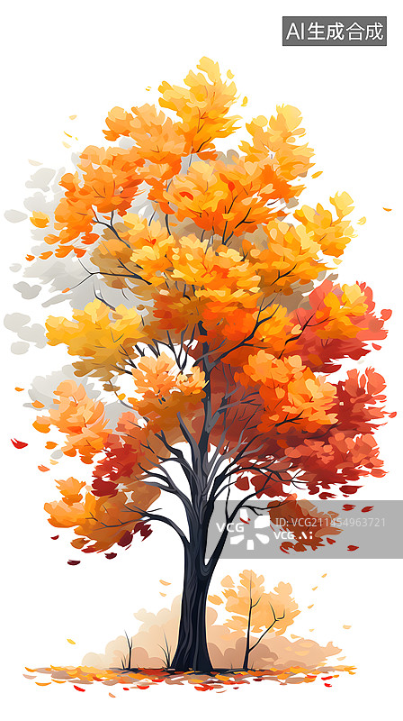 【AI数字艺术】秋天的树插画图片素材