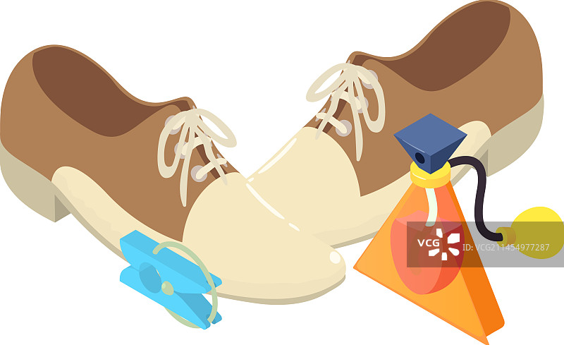 棕色系带靴子2.5D图标图片素材