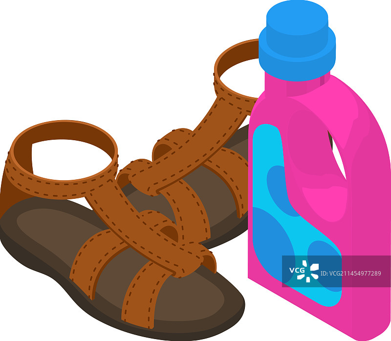 皮革凉鞋2.5D棕色图标图片素材