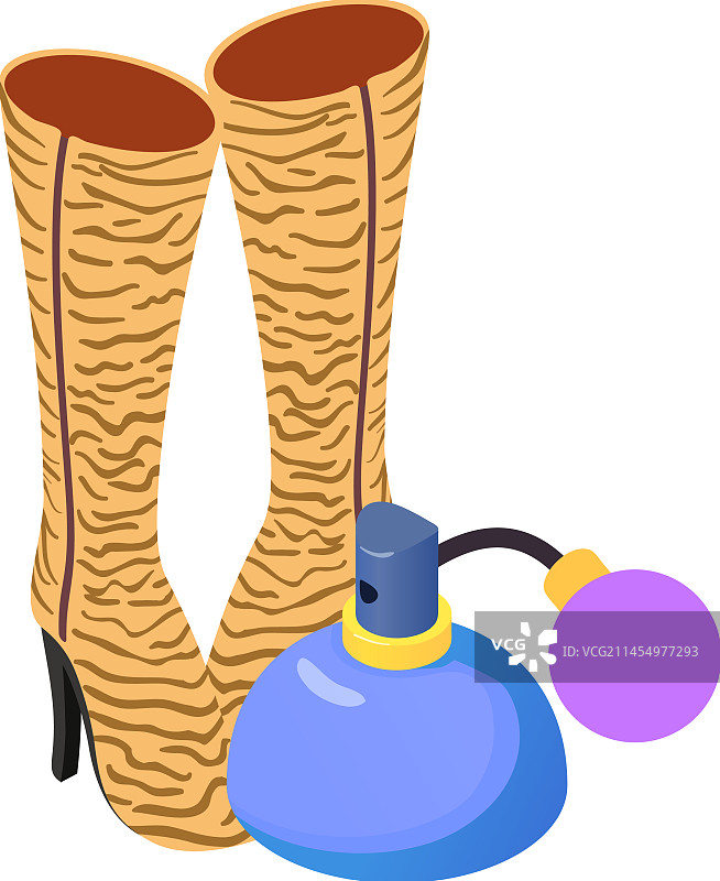 一双全新棕色高筒靴2.5D图标图片素材