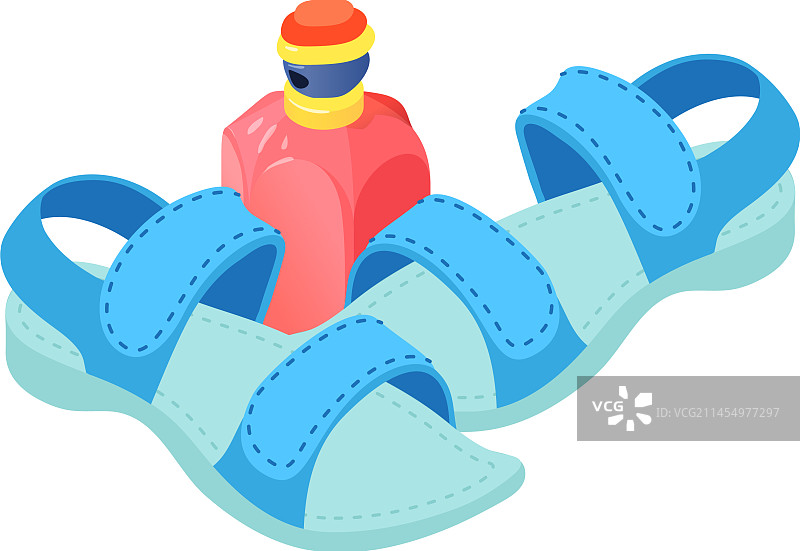 2.5D蓝色女式凉鞋图标图片素材