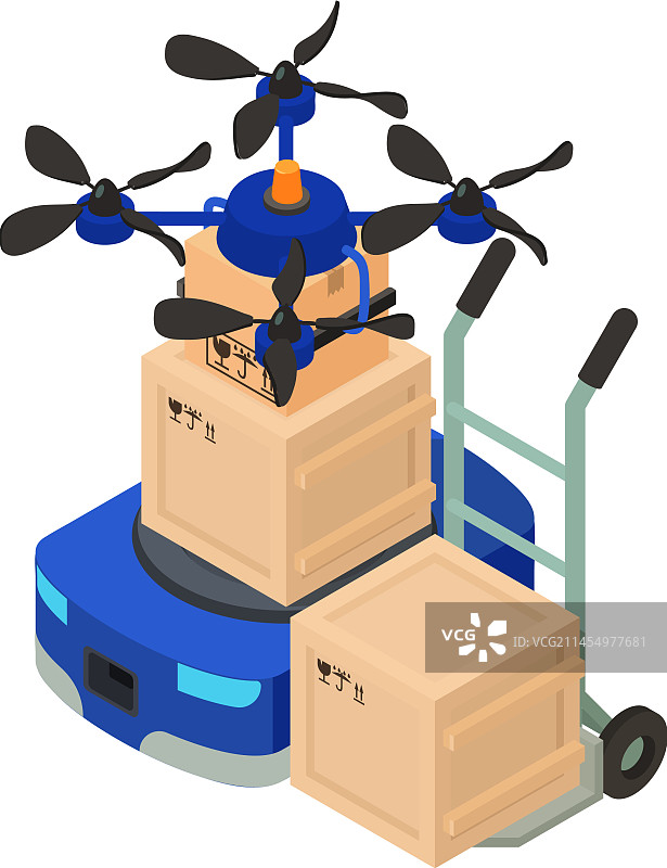 现代配送图标2.5D四轴飞行器图片素材