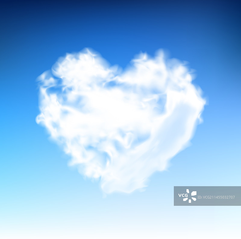 蓝天背景上的心形白色云朵图片素材