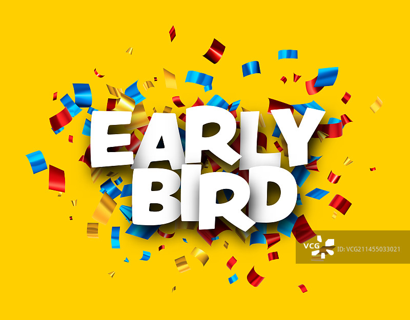 早鸟标志多彩箔带图片素材