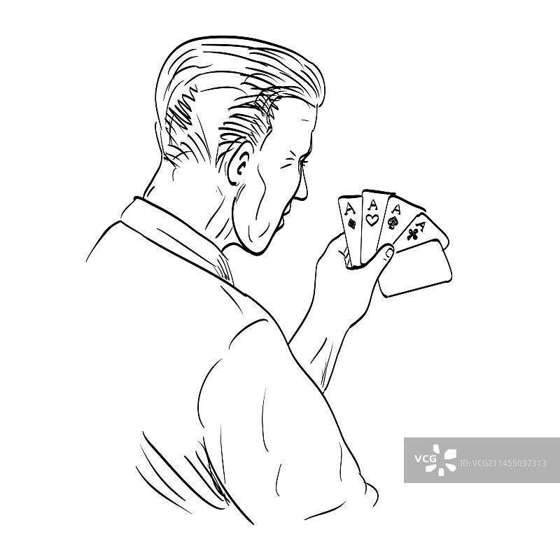 赌徒手持纸牌背面图图片素材