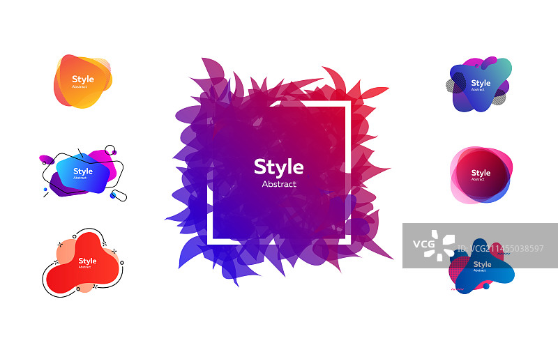 彩色抽象液体形状套装图片素材