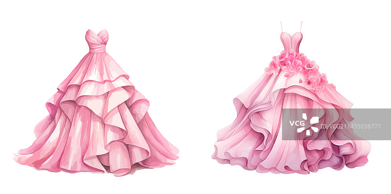 粉色连衣裙剪贴画，已隔离图片素材