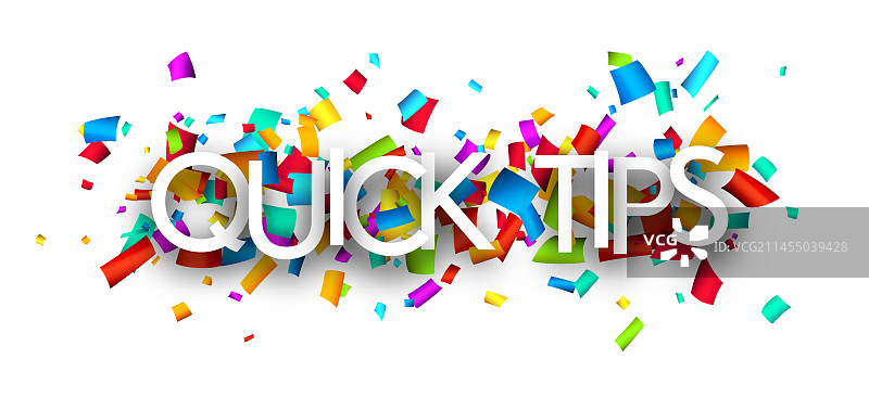 快速提示标志（剪纸缎带五彩纸屑）图片素材