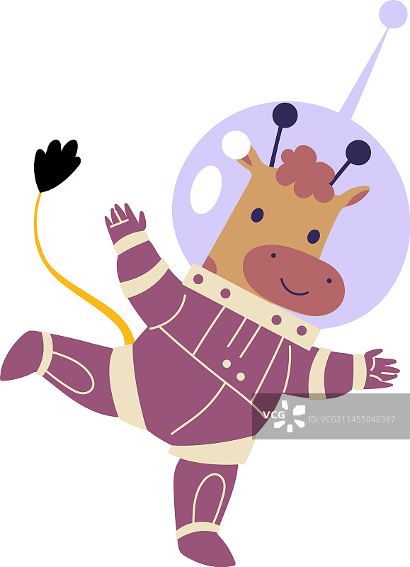 穿着太空服的可爱奶牛宇航员角色图片素材