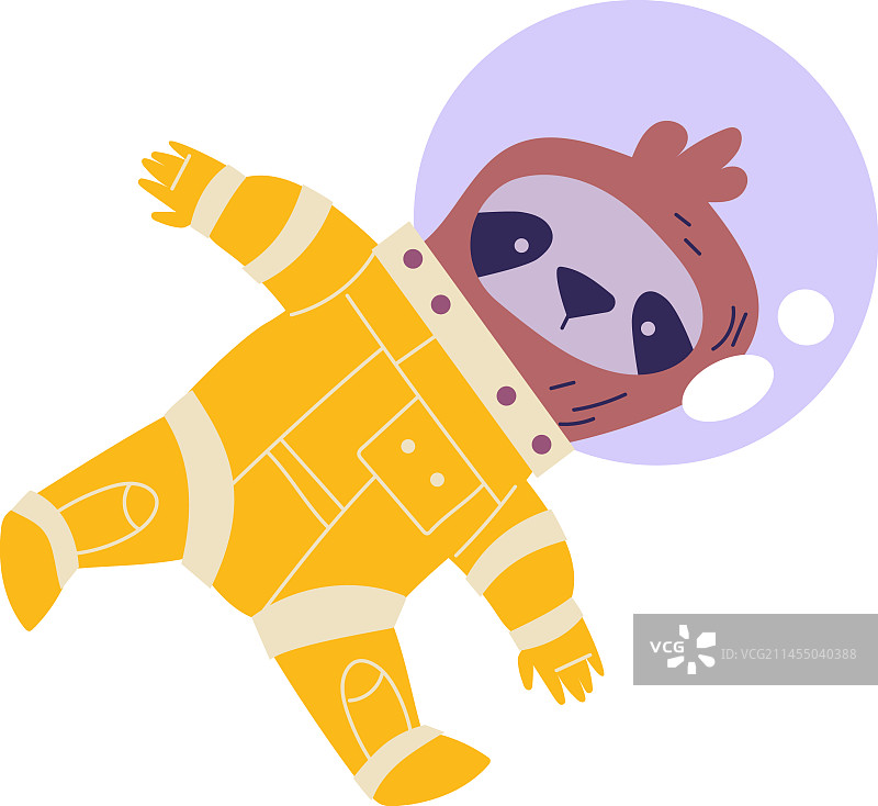 可爱的树懒宇航员太空角色图片素材