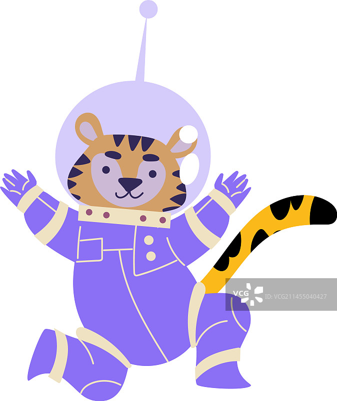 可爱宇航员老虎角色图片素材