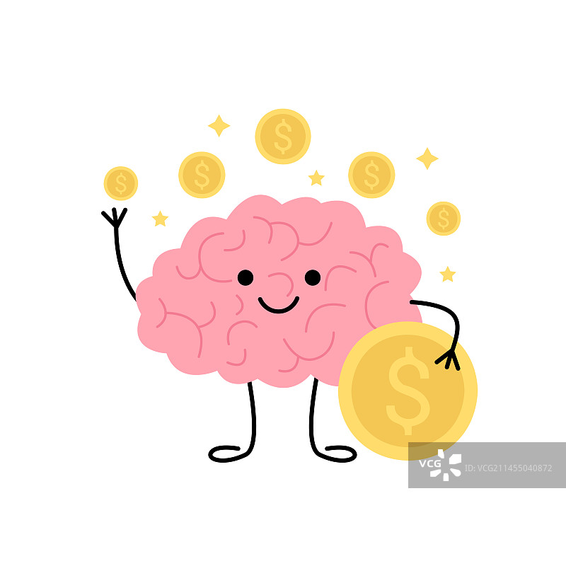 金融主题的卡通儿童大脑形象图片素材