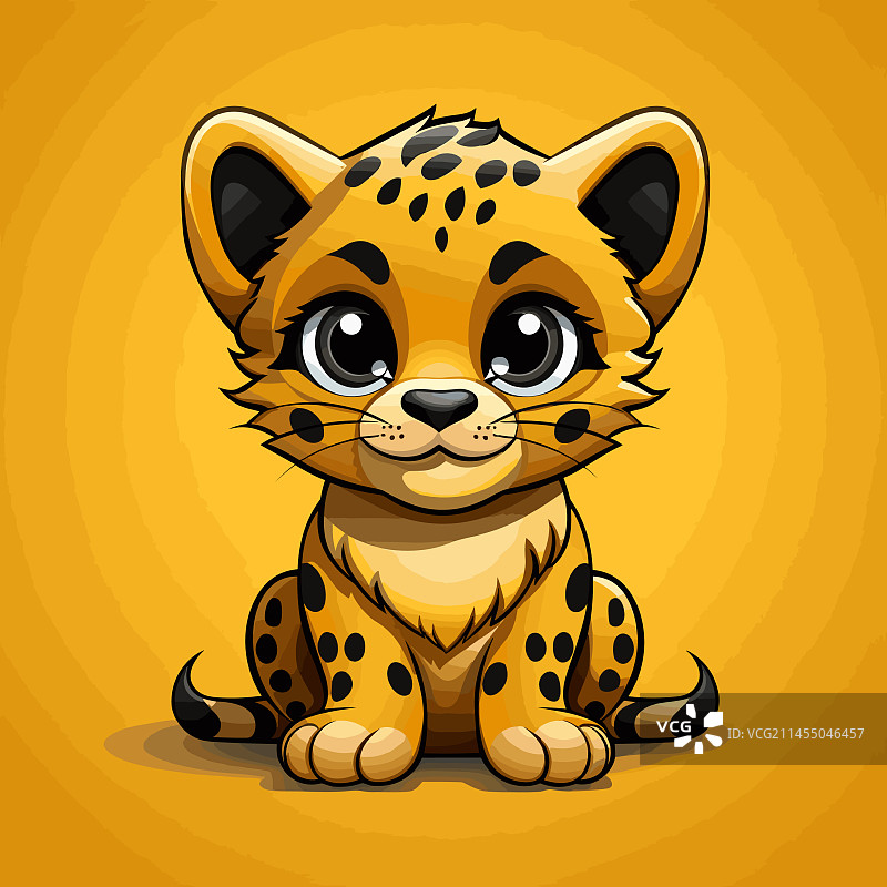 手绘卡通可爱猎豹涂鸦图片素材