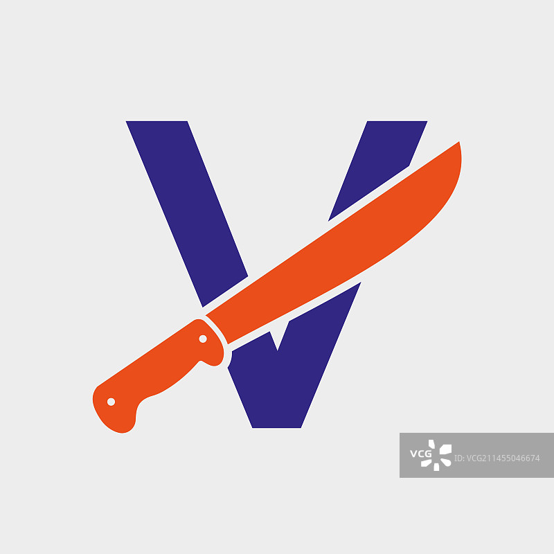 刀具字母V标志设计模板图片素材
