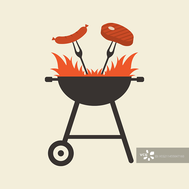 带火焰的烧烤架Logo或图标图片素材