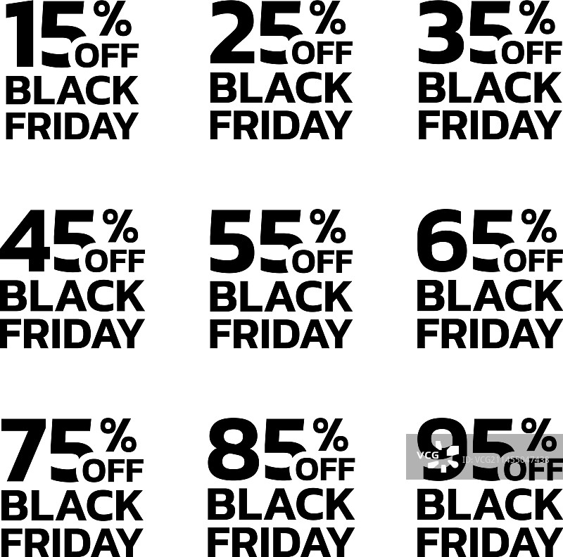 黑色星期五促销价格标签或徽章套装图片素材