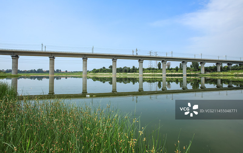 中国山东淄博市临淄区淄河铁路桥风光图片素材