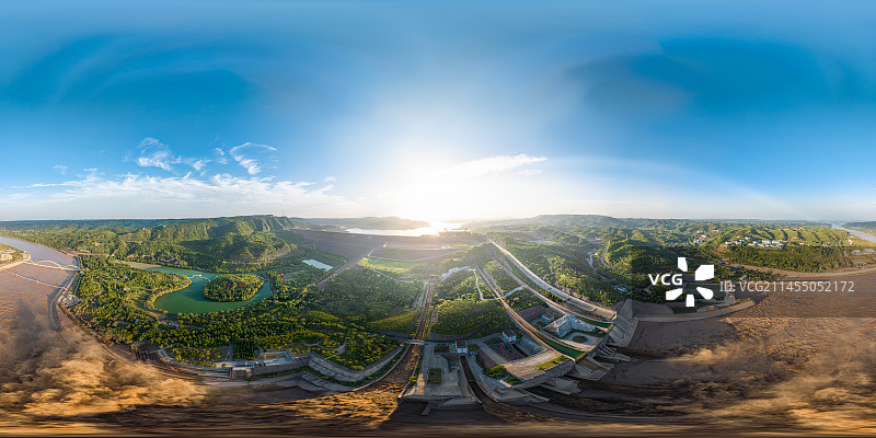 黄河小浪底水库大坝调沙720VR全景图片素材