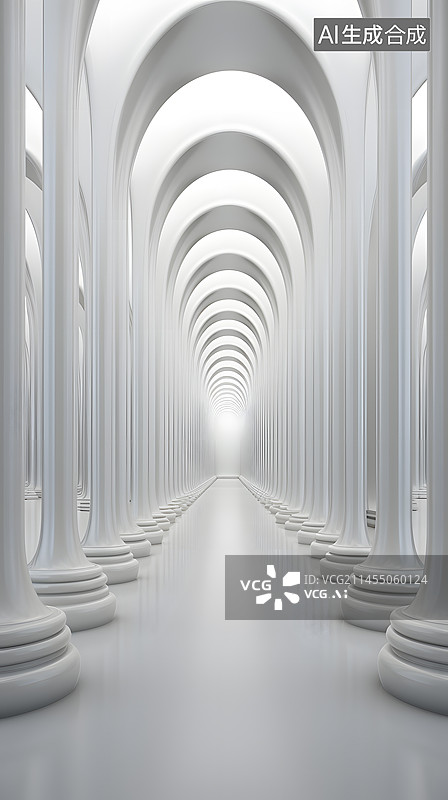【AI数字艺术】空间几何长廊背景图片素材