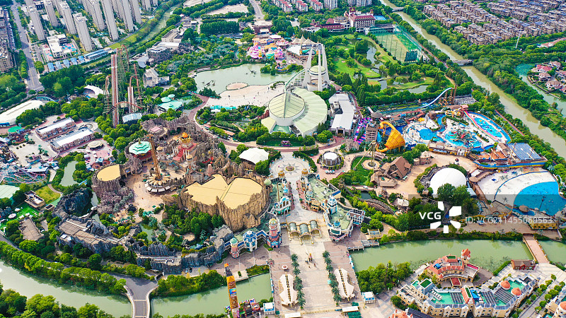 航拍江苏常州中华恐龙园，东方侏罗纪图片素材