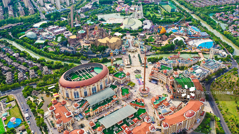 航拍江苏常州中华恐龙园，东方侏罗纪图片素材