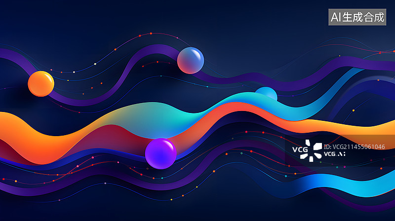 【AI数字艺术】数码蓝紫色山脉曲线抽象图形海报网页PPT背景图片素材