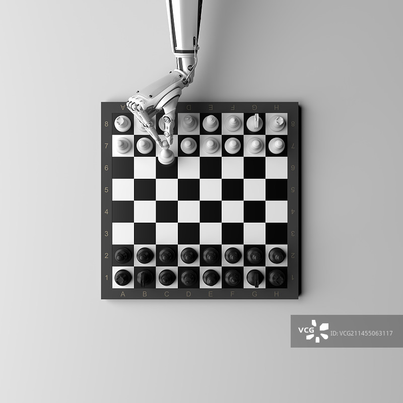 人工智能ai机器手下国际象棋图片素材