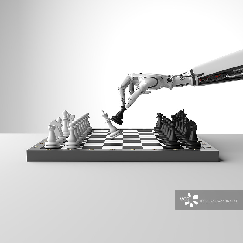 人工智能ai机器手下国际象棋图片素材