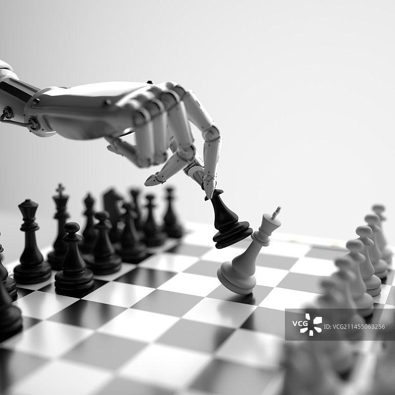 人工智能ai机器手下国际象棋图片素材